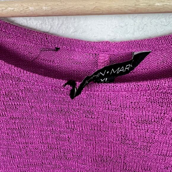 John Mark Womens XL Magenta Tunic Dress Sheer Knit 3/4 Sleeve Button Back Detail - Picture 12 of 12